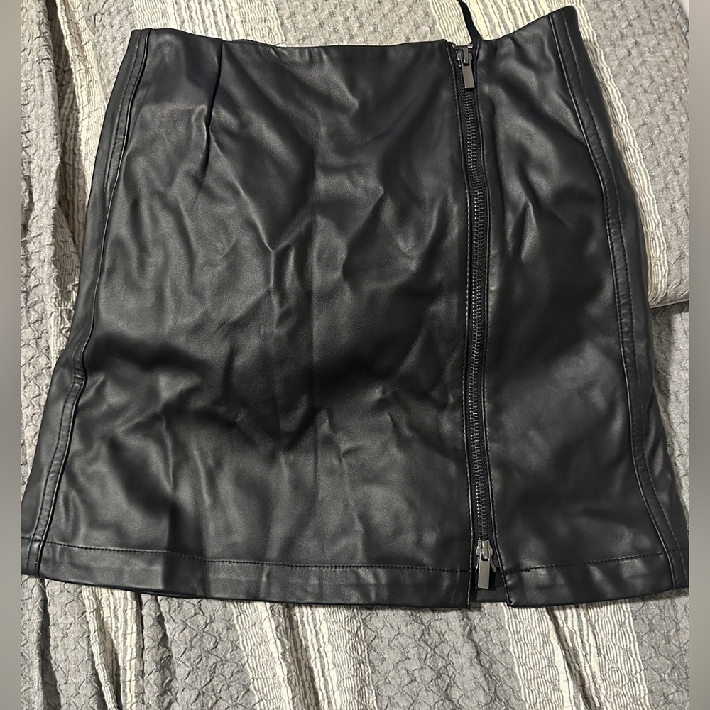 French Connection Black Faux Leather Skirt